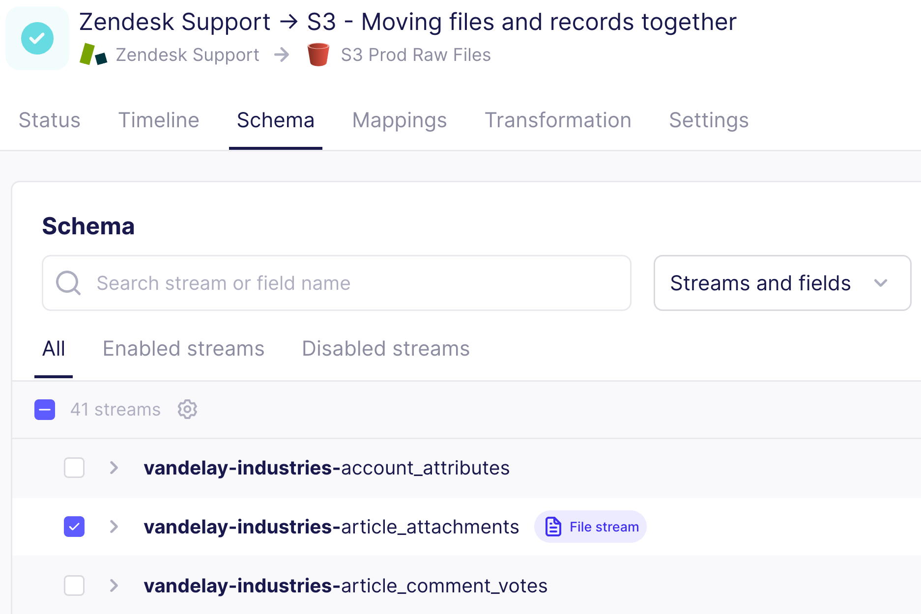 A file stream in the schema with a &quot;File stream&quot; badge beside it